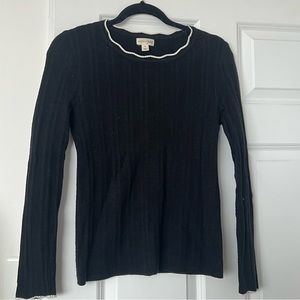 maison jules black ribbed cozy sweater with white collar